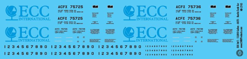ECC International - 13,000 Gal - ACFX - Kaolin Tank Car Decals