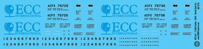 N Scale - ECC International - 13,000 Gal - ACFX - Kaolin Tank Car Decals