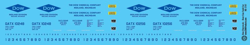 Dow Chemicals 10,000 Gal. Beer Can Tank Car Decals
