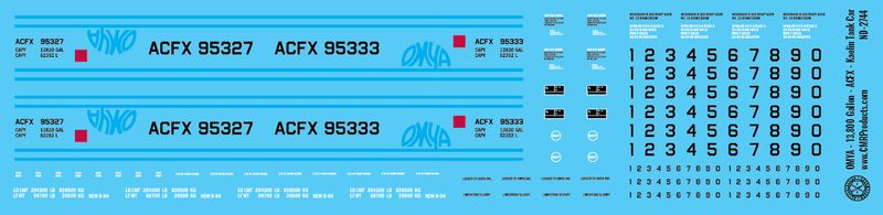 OMYA - 13,800 Gallon - ACFX - Kaolin Tank Car Decals