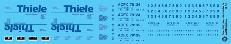 Thiele - 13,800 Gallon - ACFX - Kaolin Tank Car Decals