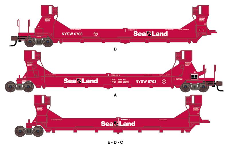 New York Susquehanna &amp; Western - Sea-Land - Twin Stack 5 Unit Set Decals