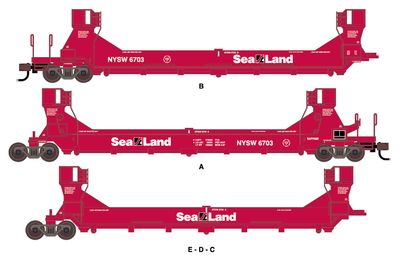 New York Susquehanna &amp; Western - Sea-Land - Twin Stack 5 Unit Set Decals
