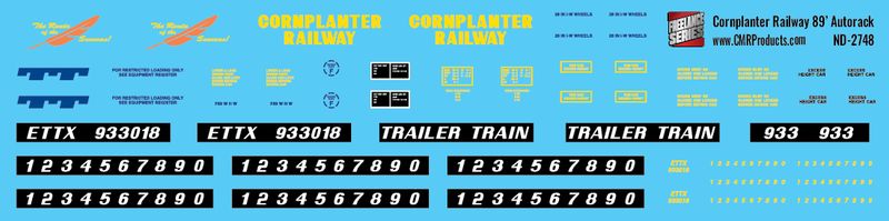 Cornplanter Railway Bi-Level Autorack ETTX Decals