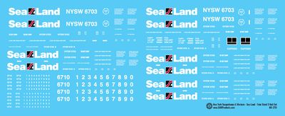 N Scale - New York Susquehanna &amp; Western - Sea-Land - Twin Stack 5 Unit Set Decals