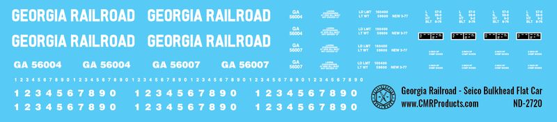 Georgia Railroad Seico Bulkhead Flatcar Decals