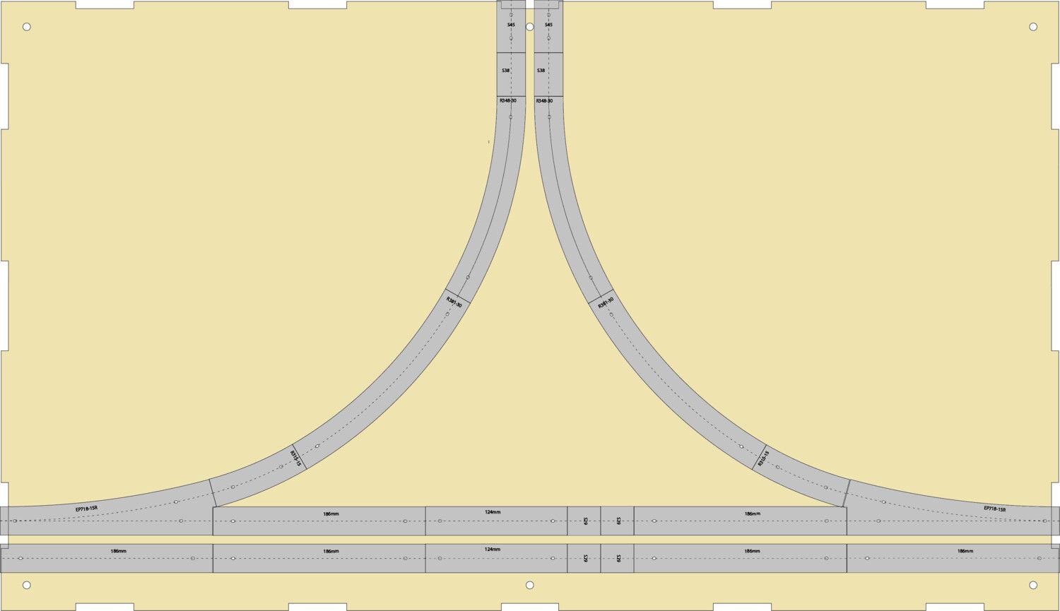 N Scale T-TRAK Branchline Module 13in Radius