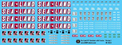 HO Scale - Sea-Land 45ft Container with Tractor Decals - Version 1