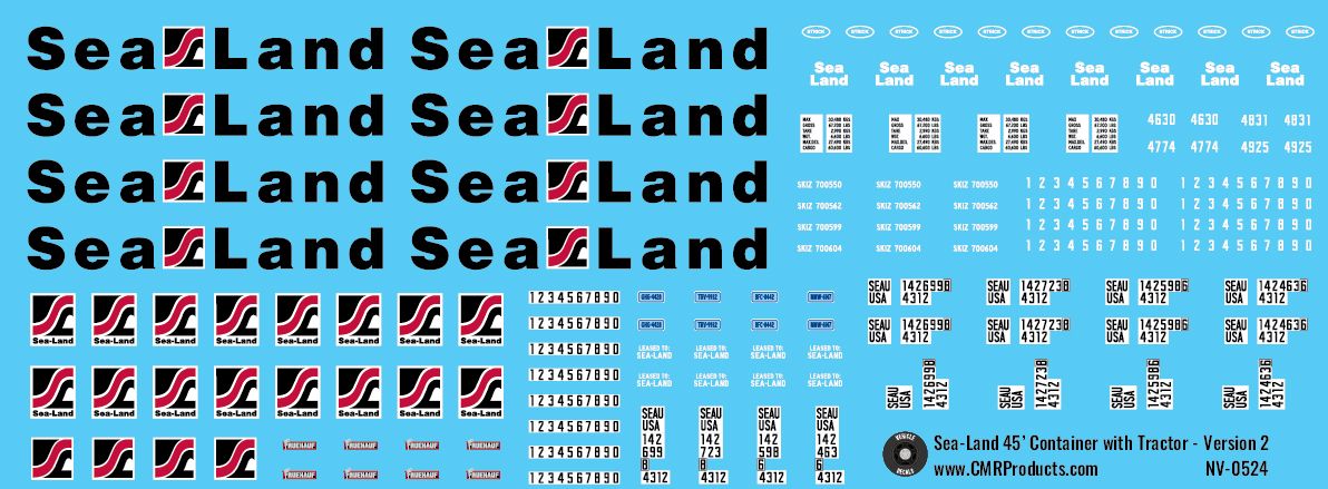 HO Scale - Sea-Land 45ft Container with Tractor Decals - Version 2
