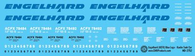 Englehard (ACFX) Blue Logo - Kaolin Tank Car Decals