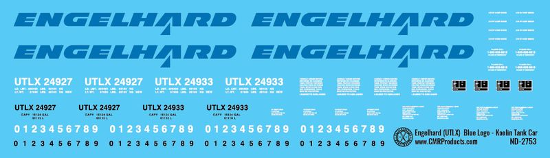 Englehard (UTLX) Blue Logo - Kaolin Tank Car Decals