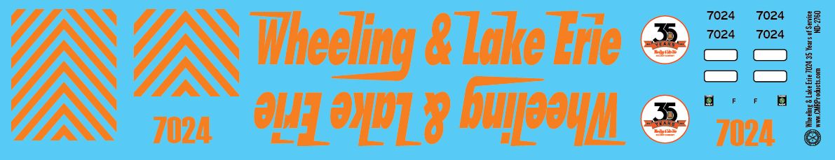 Wheeling &amp; Lake Erie 7024 - 35 Years of Service Decals