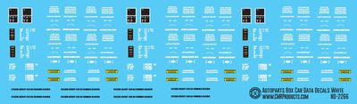 HO Scale - 86ft Auto Parts Box Car Data Set White Decals