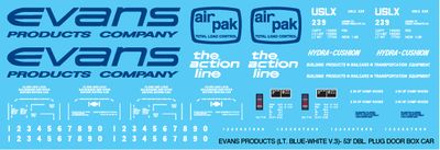 N Scale - Evans Products Lt Blue White Box Car Decals v3