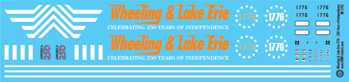 N Scale - Wheeling &amp; Lake Erie #1776 - 250 Years of Independence Decals