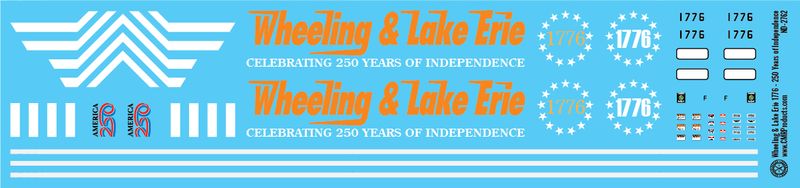 Wheeling &amp; Lake Erie #1776 - 250 Years of Independence Decals