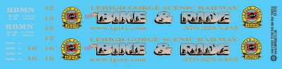 N Scale - Lehigh Gorge Scenic Railroad Bike &amp; Ride Open Car Decal Set (RBMN)