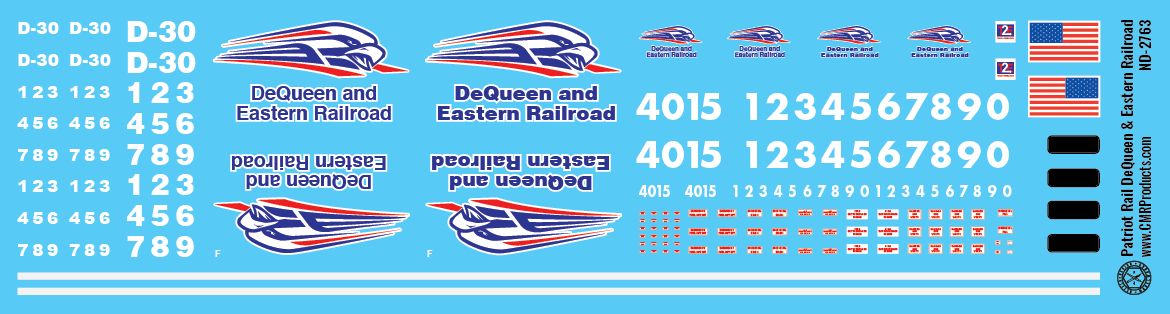 HO Scale - Patriot Rail - DeQueen &amp; Eastern Railroad Locomotive Decals