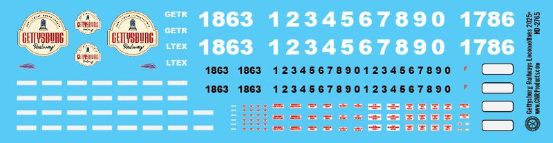 Gettysburg Railway Locomotive Decals (2025+)