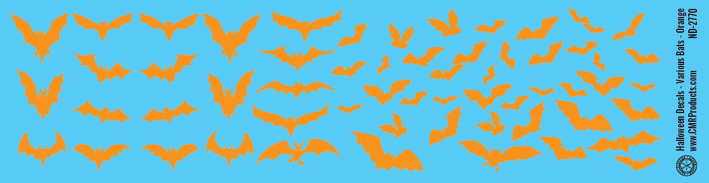 N Scale - Halloween Decals - Bats - Orange