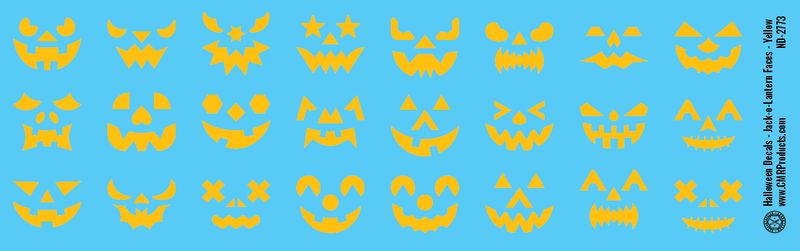 Halloween Decals - Jack-O-Lantern Faces - Yellow