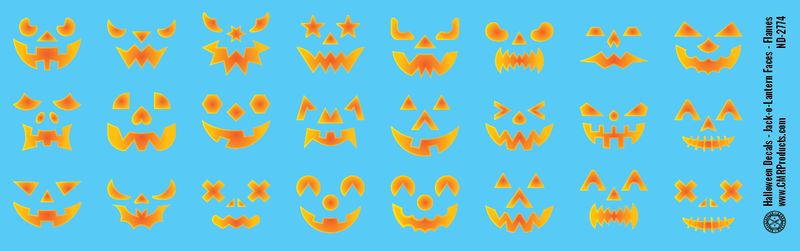 Halloween Decals - Jack-O-Lantern Faces - Flames