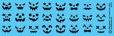 Halloween Decals - Jack-O-Lantern Faces - Black