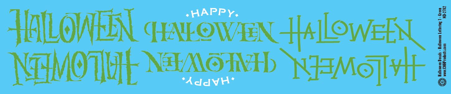 HO Scale - Halloween Decals - Halloween Letters 1 - Green