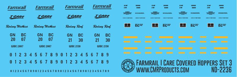Farmrail 3 Bay I Care Covered Hopper Decal Set 3