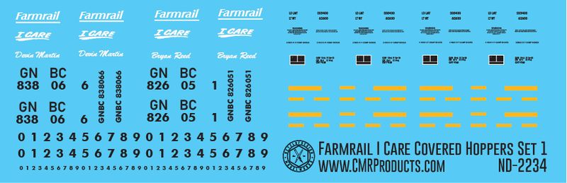 Farmrail 3 Bay I Care Covered Hopper Decal Set 1