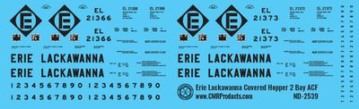 Erie Lackawanna 2 Bay ACF Covered Hopper Decals