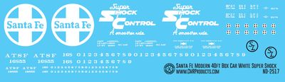 Santa Fe 40ft Modern White Super Shock  Box Car Decal Set