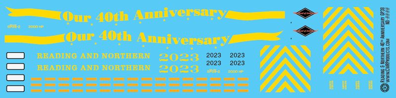 Reading &amp; Northern GP38-2 40th Anniversary Decal Set