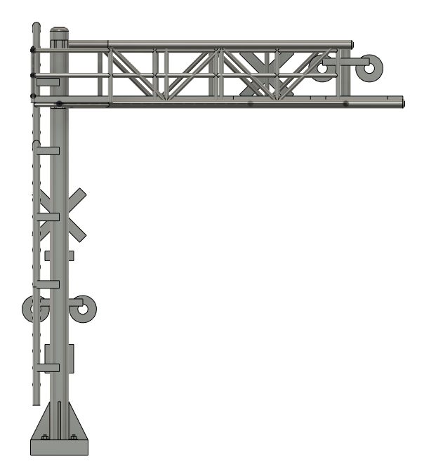 N Scale - Crossing Signal 1 Lane Single Mast Cantilever