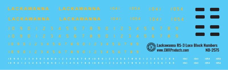 Lackawanna RS3 Locomotive Block Numbers Decals