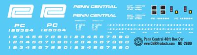 Penn Central 40ft Box Car Decals