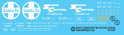 Santa Fe 40ft Modern Shock Control Box Car Decal Set