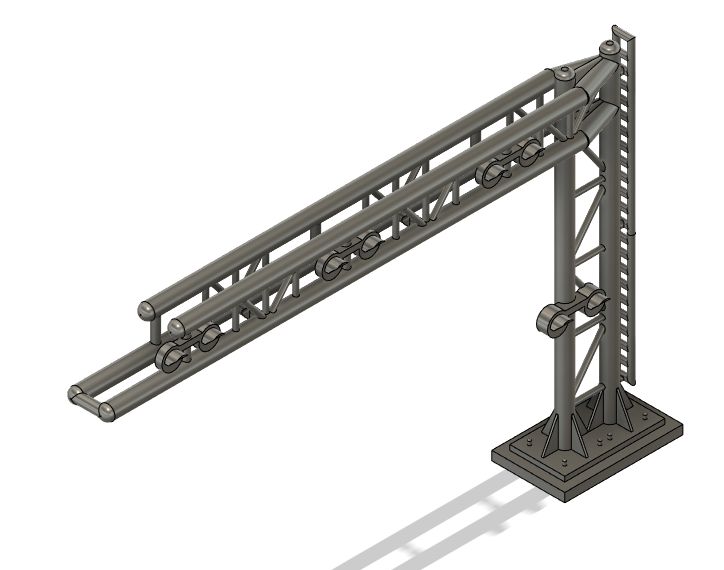 N Scale - Railroad Crossing 3 Lane Road Cantilever