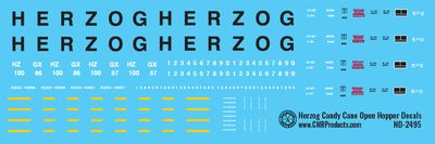 Herzog Candy Cane Open Ballast Hopper Decals