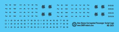 New Haven Corrugated Passenger Car Script Logo Decals