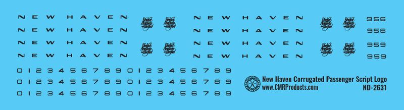 New Haven Corrugated Passenger Car Script Logo Decals