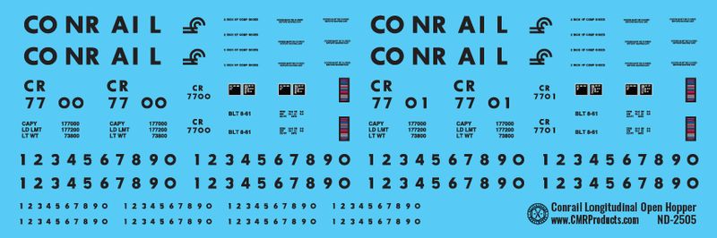 Conrail Longitudinal Hopper Decals