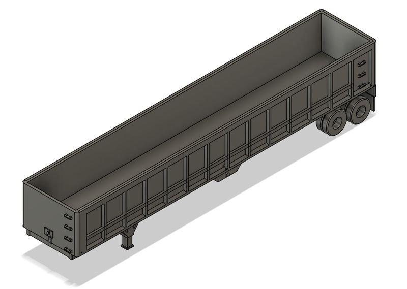 N Scale - Frameless End Dump Trailer Raised Axle (Qty 2)