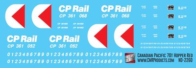 Canadian Pacific 70t Black Open Hopper Decals