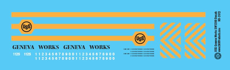 USS Geneva Works SW1200 Locomotive Decals