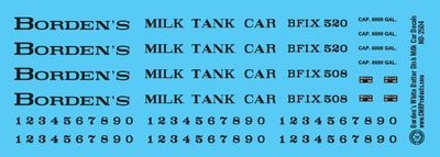Borden's White Butter Dish Milk Car Decals