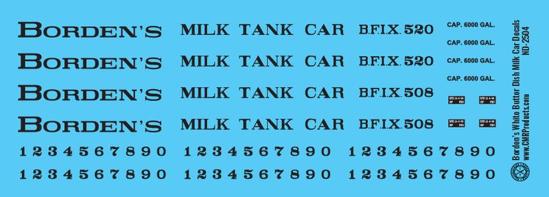Borden's White Butter Dish Milk Car Decals