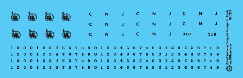 Central New Jersey Corrugated Passenger Car Decals