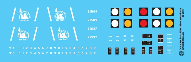 Central New Jersey White Stripe Caboose Decals