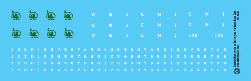 Central New Jersey ex Burlington Northern Passenger Car Decals